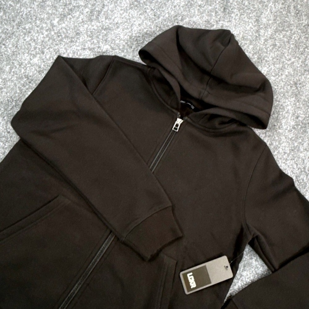 LCKR Boy's Medium 10-12 Black Full Zip Fleece Hoodie Athletic Activewear NWT